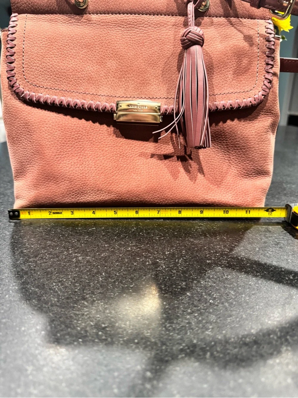 kate spade Pink Suede Top-Handle Satchel with Tassel